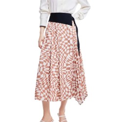 пола,дамски,поли,и,рокли,lily,checkerboard,high,waist,midi,skirt,tea,(brown)
