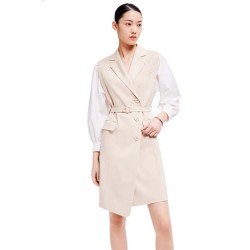 сако,дамски,поли,и,рокли,lily,colour,block,blazer,dress,tea,gold,(beige)