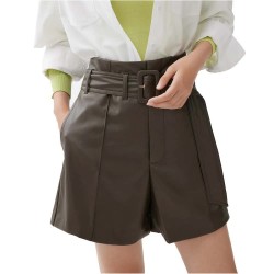 къси,панталони,дамски,панталони,lily,commuter,leather,shorts,gray,green,(green)