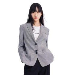 сако,дамски,сака,lily,commuter,plaid,blazer,black,(grey)