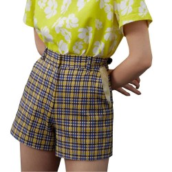 къси,панталони,дамски,панталони,lily,plaid,straight,leg,suit,shorts,bright,yellow,(multicolor)