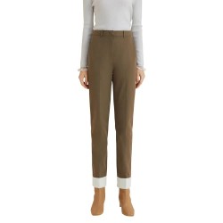 панталони,дамски,панталони,lily,smaqll,straight,fit,tube,flanged,dress,pants,army,green,(brown)