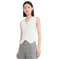 елек,дамски,сака,lily,solid,colour,waisted,knitted,waistcoat,white