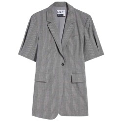 сако,дамски,сака,lily,ss,plaid,blazer,gray,(grey)