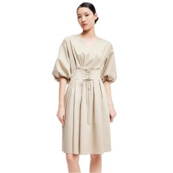 рокля,дамски,поли,и,рокли,lily,vintage,lantern,3,4,sleeve,long,dress,light,green,(beige)