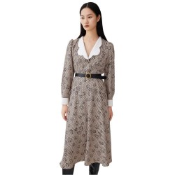 рокля,дамски,поли,и,рокли,lily,vintage,polka,dot,long,dress,camel,coffee,(beige)