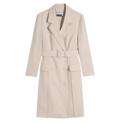 сако,дамски,поли,и,рокли,lily,waist,tie,blazer,dress,pale,pink,(beige)