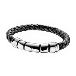 бижутерия,police,pj24691blb01l,bracelet,silver,(black,leather)