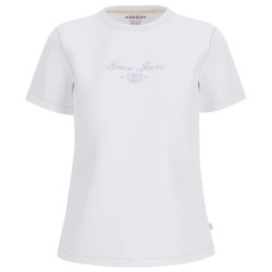 тениска,дамски,тениски,guess,jeans,embro,script,short,sleeve,t,shirt,white,(pure,white)