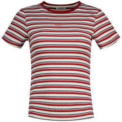 тениска,дамски,тениски,guess,jeans,stripe,embro,slim,short,sleeve,t,shirt,ravishing,red,multi