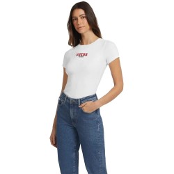 тениска,дамски,тениски,guess,jeans,slim,rib,emb,short,sleeve,t,shirt,pure,white,(white)