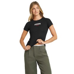 тениска,дамски,тениски,guess,jeans,slim,rib,emb,short,sleeve,t,shirt,jet,black,a996,(black)