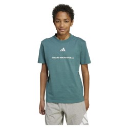 Тениска Adidas Slogan Single short sleeve T-shirt - Blue / Grey (Preloved Teal) тениска,детски,тениски,adidas,slogan,single,short,sleeve,t,shirt,blue,grey,(preloved,teal)