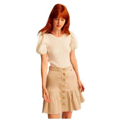 дамски,блузи,дамски,ризи,&,me,nikki,short,sleeve,blouse,beige,white,(beige)
