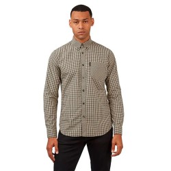 риза,с,дълъг,ръкав,мъжки,ризи,ben,sherman,signature,gingham,long,sleeve,shirt,black,(beige)