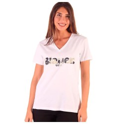 тениска,дамски,тениски,blauer,21sbldh02139,004547,short,sleeve,v,neck,t,shirt,white