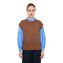 потник,дамски,пуловери,дамски,плетени,дрехи,second,female,audre,knitted,vest,brown,(garnet)