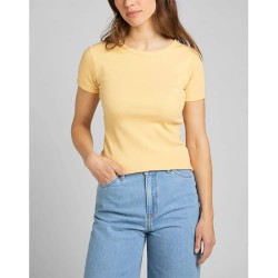тениска,дамски,тениски,lee,rib,short,sleeve,t,shirt,yellow,(yellow)