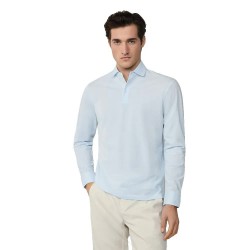 Hackett Oxford Pique long sleeve polo - Blue (Sky Blue) мъжки,блузи,с,яка,hackett,oxford,pique,long,sleeve,polo,blue,(sky,blue)