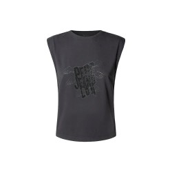 Тениска Pepe jeans Beria sleeveless T-shirt - Grey (Coal Grey) тениска,дамски,тениски,pepe,jeans,beria,sleeveless,t,shirt,grey,(coal,grey)