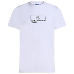 Тениска Karl lagerfeld jeans Outline Logo Slim Fit short sleeve T-shirt - White (White) тениска,мъжки,тениски,дамски,тениски,karl,lagerfeld,jeans,outline,logo,slim,fit,short,sleeve,t,shirt,white,(white)