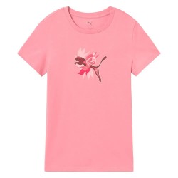 тениска,дамски,тениски,puma,graphic,flowered,cat,short,sleeve,t,shirt,poised,pink