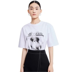 тениска,дамски,тениски,lily,mermaid,short,sleeve,t,shirt,white