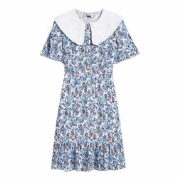 бебешка,рокля,дамски,поли,и,рокли,lily,baby,doll,collar,floral,dress,lake,blue,(blue)