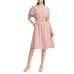 рокля,дамски,поли,и,рокли,lily,skater,v,neck,dress,coral,pink,(pink)