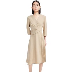 рокля,дамски,поли,и,рокли,lily,v,neck,dress,khaki,(beige)