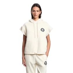 Суичър Emporio armani Fuzzy Fleece short sleeve hoodie - White (Ivory) суичър,дамски,блузи,emporio,armani,fuzzy,fleece,short,sleeve,hoodie,white,(ivory)