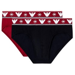 Emporio armani Holidays Jaquard slips 2 units - Red / Black (Bourdeaux / Black) мъжко,бельо,emporio,armani,holidays,jaquard,slips,2,units,red,black,(bourdeaux,black)