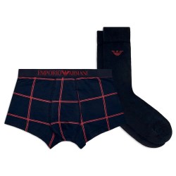Emporio armani Holidays Gift Set slips - Blue (Navy Bourdeaux Check) мъжко,бельо,emporio,armani,holidays,gift,set,slips,blue,(navy,bourdeaux,check)