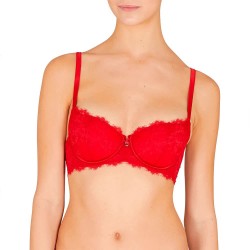 Emporio armani Satin Lace Padded Balconette bra - Lacquer Red дамско,бельо,дамски,бикини,и,танкини,emporio,armani,satin,lace,padded,balconette,bra,lacquer,red