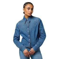 риза,с,дълъг,ръкав,дамски,блузи,дамски,ризи,wrangler,peplum,slim,fit,long,sleeve,shirt,light,hand,(blue)