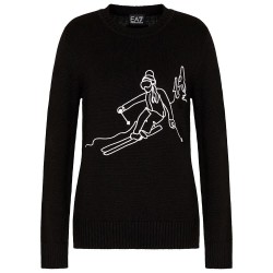 блуза,дамски,пуловери,дамски,плетени,дрехи,ea7,emporio,armani,train,apres,ski,embroidery,sweater,black,white,emb