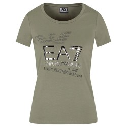 тениска,дамски,тениски,ea7,emporio,armani,train,logo,series,eagle,metallic,crossover,short,sleeve,t,shirt,green