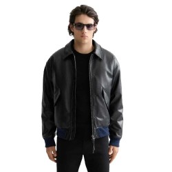 яке,мъжки,якета,scotch,&,soda,faux,leather,bomber,jacket,black