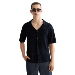 риза,с,къс,ръкав,мъжки,ризи,scotch,&,soda,jacquard,knitted,short,sleeve,shirt,blue,(blue)