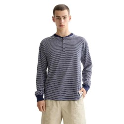 тениска,мъжки,тениски,scotch,&,soda,relaxed,fit,striped,henley,long,sleeve,t,shirt,blue,(blue)