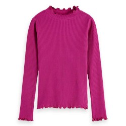 тениска,детски,тениски,scotch,&,soda,mock,ribbed,slim,fit,long,sleeve,t,shirt,pink,(fuchsia,red)