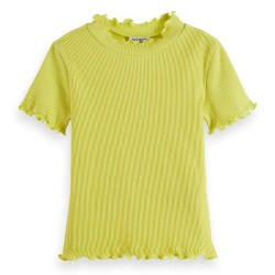 тениска,детски,тениски,scotch,&,soda,mock,ribbed,slim,fit,short,sleeve,t,shirt,yellow,(limeade)