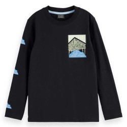 тениска,детски,тениски,scotch,&,soda,relaxed,fit,artwork,long,sleeve,t,shirt,black,(anthracite)