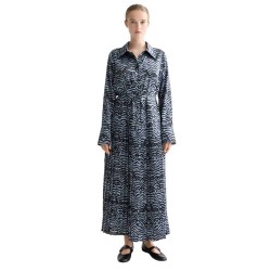 рокля,дамски,поли,и,рокли,scotch,&,soda,belted,pleated,hem,long,sleeve,midi,dress,ikat,feather,blue