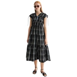 рокля,дамски,поли,и,рокли,scotch,&,soda,gathered,taffeta,tied,sleeveless,midi,dress,black,(taffeta,check)