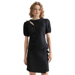 дамски,блузи,дамски,ризи,scotch,&,soda,puff,textured,short,sleeve,blouse,black,(meteorite)