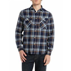 риза,с,дълъг,ръкав,мъжки,ризи,replay,m4147.000.52820,long,sleeve,shirt,indigo,light,brown,natural,white,(blue)