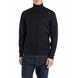 блуза,мъжки,пуловери,replay,uk4855.000.g21901,high,neck,sweater,deep,blue,(black)