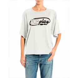 тениска,дамски,тениски,replay,w3447a.000.20994,short,sleeve,t,shirt,natural,white
