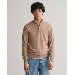 блуза,мъжки,пуловери,gant,superfine,lambswool,half,zip,sweater,refurbished,brown